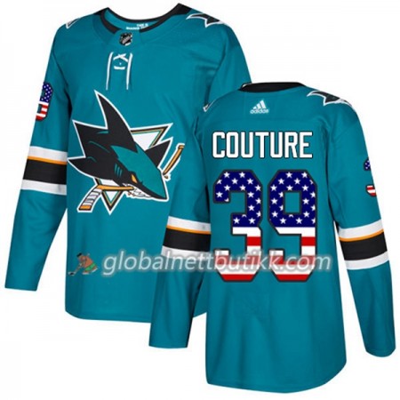 San Jose Sharks Hockeydrakt Logan Couture 39 2017-2018 USA Flag Fashion Teal Adidas Authentic - Herre